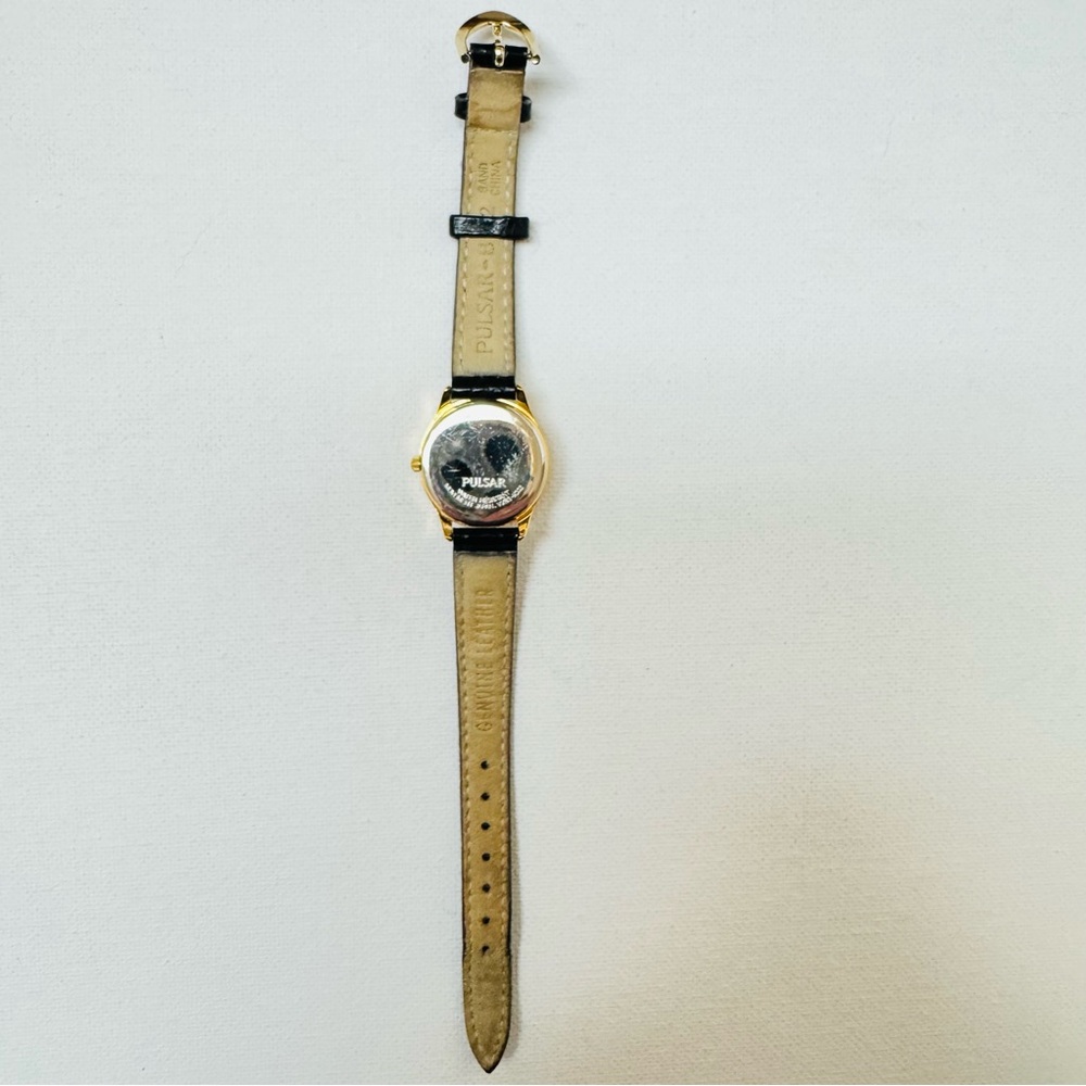 Seiko Pulsar 24mm Women's Day/Date Watch Gold Black Croco Leather VX83-X002 - Picture 10 of 14